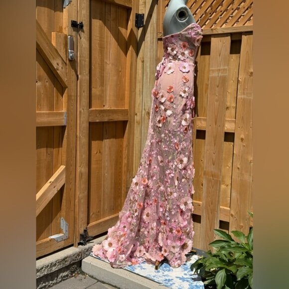 🆕 BRONX & BANCO 🧿 NWOT Jasmine Floral-Appliqued Gown, Pastel Pink Sz M US 6 - Picture 10 of 16